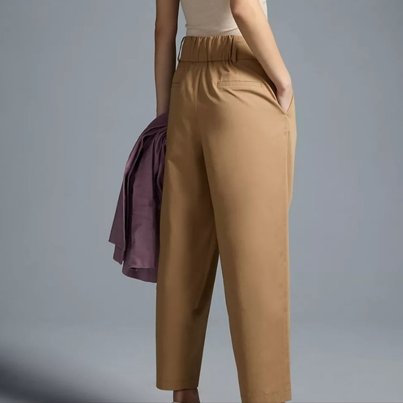 Anthropologie X Exquise Barell Leg Chino Tan High-Waisted Chic Trousers Sz M - Picture 3 of 12